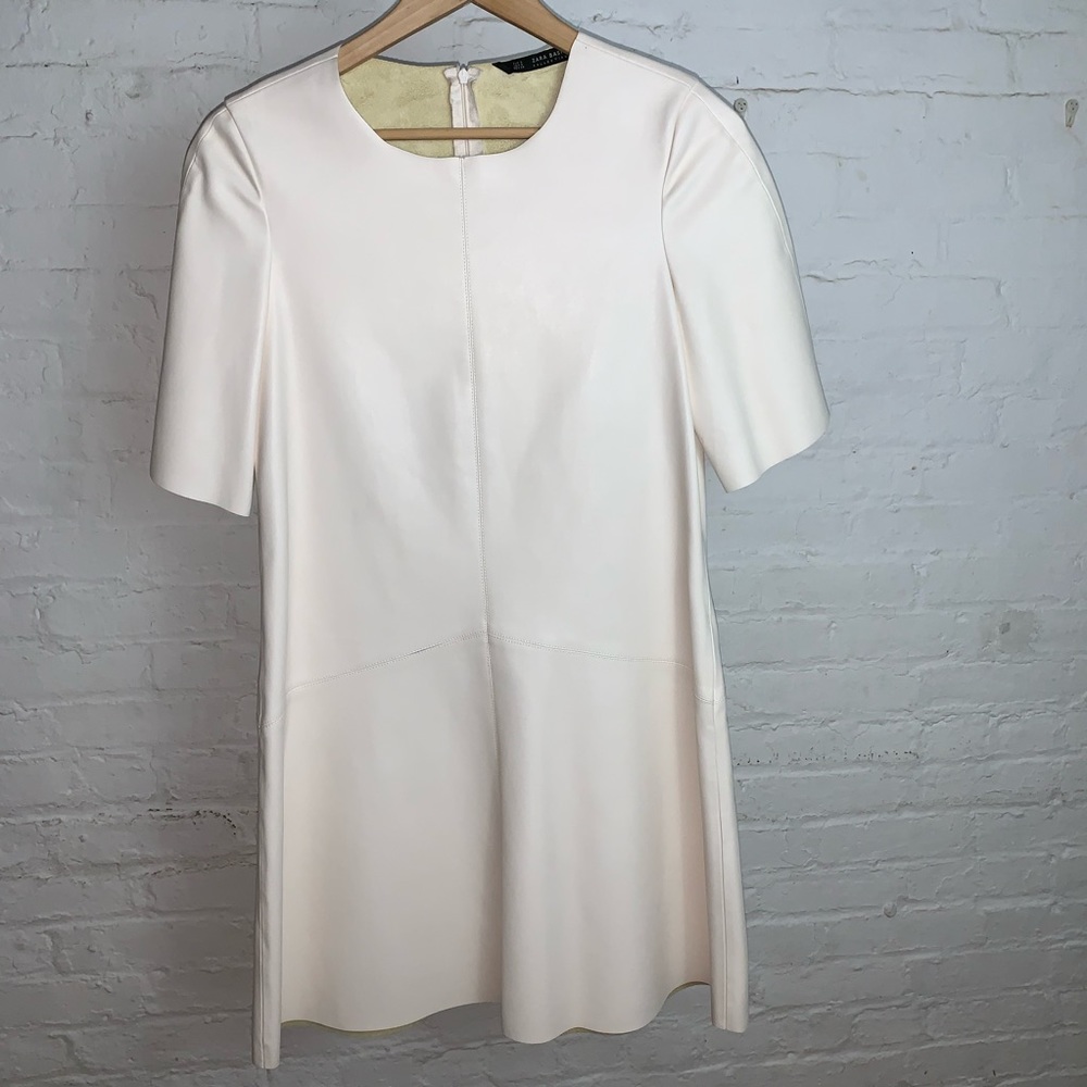 ZARA BASICS White Leather Sheath Dress